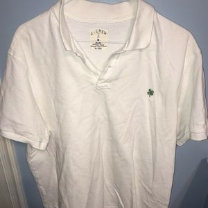 J. Crew Short Sleeve Polo White XL Green Clover